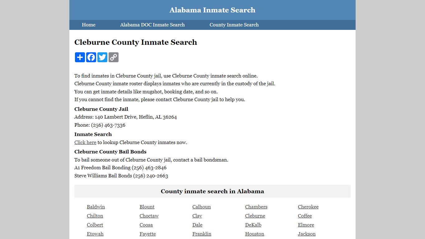 Cleburne County Inmate Search